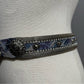 Blue Rhinestones Silver Metal Made In Italy Leather Belt Sz-Large