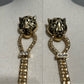 Lion Gold Head Tassel Earrings