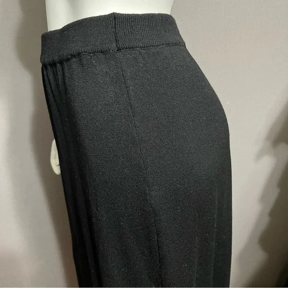 Tweeds Black Maxi Merino Wool Pencil Knit Skirt