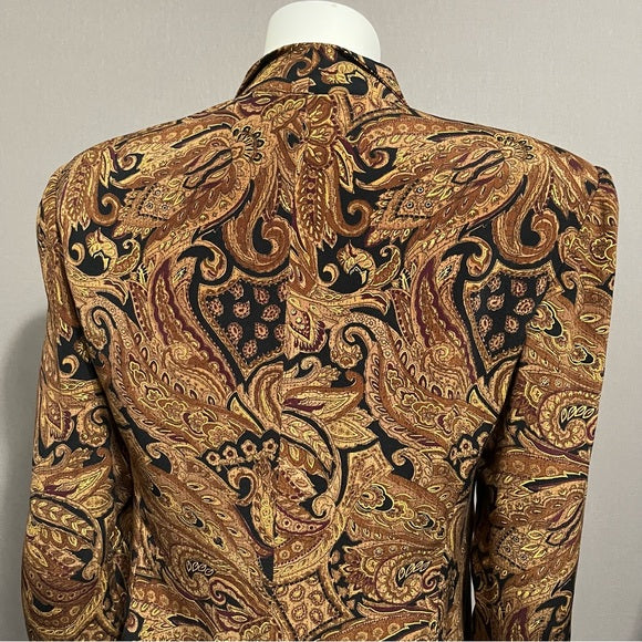 Dana Buchman Brown Paisley Silk Blazer Top