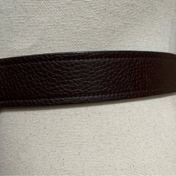 Tommy Hilfiger Burgundy Leather Antique Gold Buckle Belt Sz-Medium