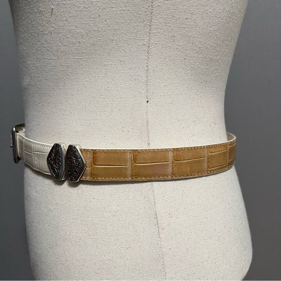 Brighton Cream | Brown Leather Reversible Belt Sz-Medium