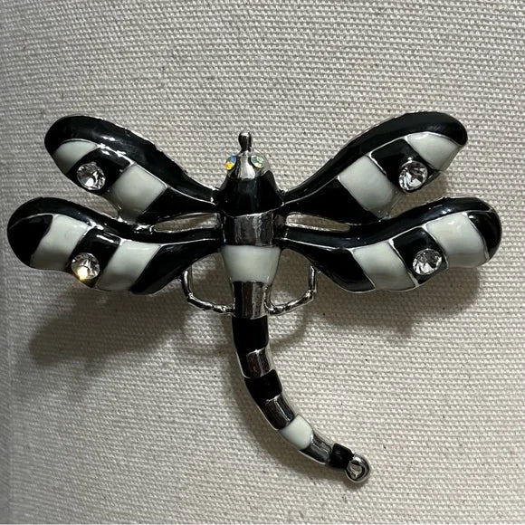 Black | White Dragonfly Brooch