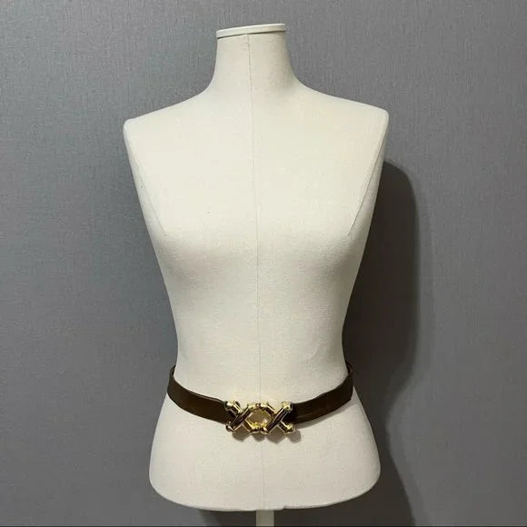 Vintage Accessocraft Taupe Double XX Skinny Leather Adjustable Belt