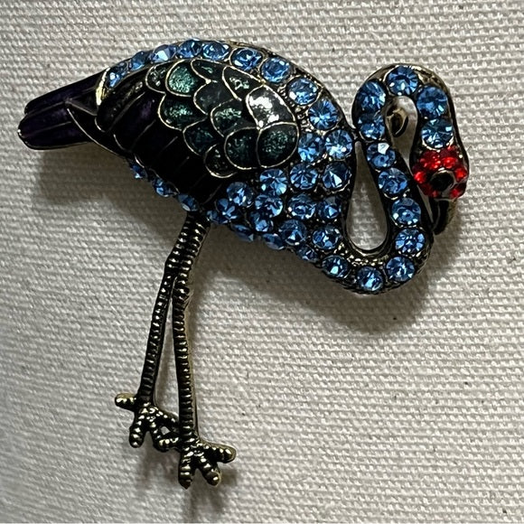Blue Swan Antique Gold Brooch