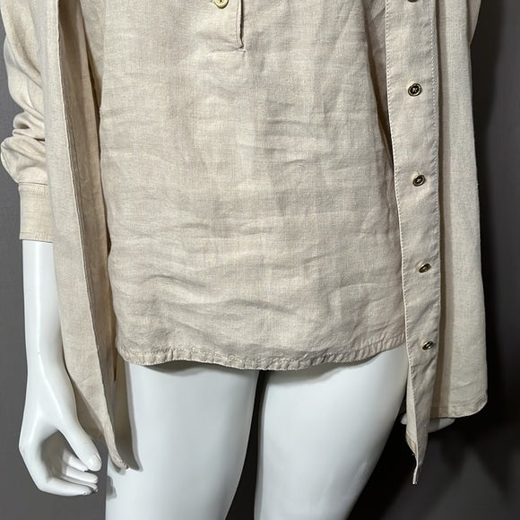 Liz Claiborne Tan Linen 2 Piece Top Set Sz- Small