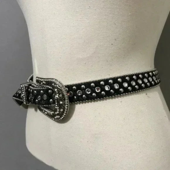 Christine Alexander Black Western Swarovski Crystals Bling Belt