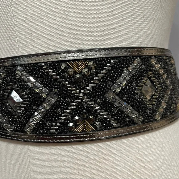 WHBM Partial Leather With Beaded Detail Sz-Medium
