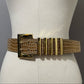 Escada Brown Patent Textured Leather With Gold Buckle Belt Sz-Medium