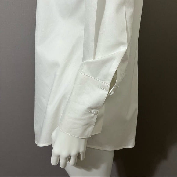 Chico’s White Cotton No Iron Button Front Shirt Sz-1 (Medium)