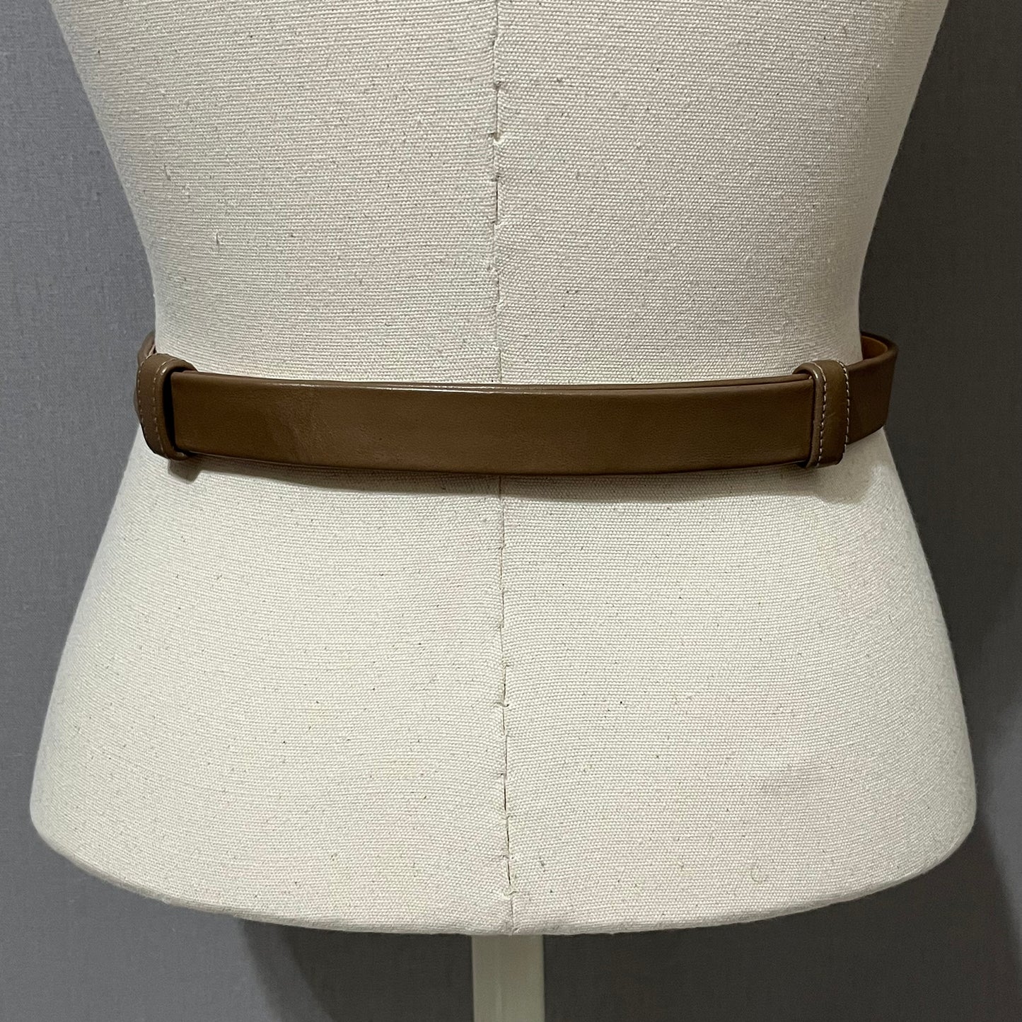 Vintage Accessocraft Taupe Adjustable Gold Buckle Skinny Belt Sz-OS