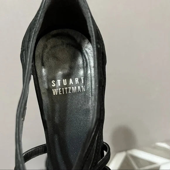 Stuart Weitzman Black Strappy Sandal Sz-6 1/2