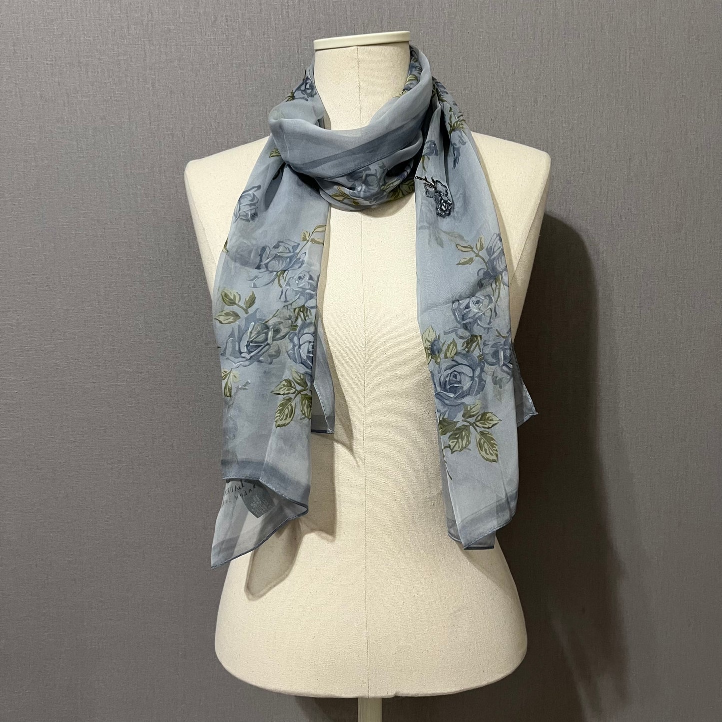 Lauren Ralph Lauren Light Blue Floral Silk Scarf