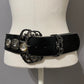 Black Street Ahead Wide Leather Western Gunmetal Buckle Belt Sz-L-XL