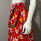 Vintage Floral Red Wrap Maxi Cotton Skirt Sz-Xtra Large