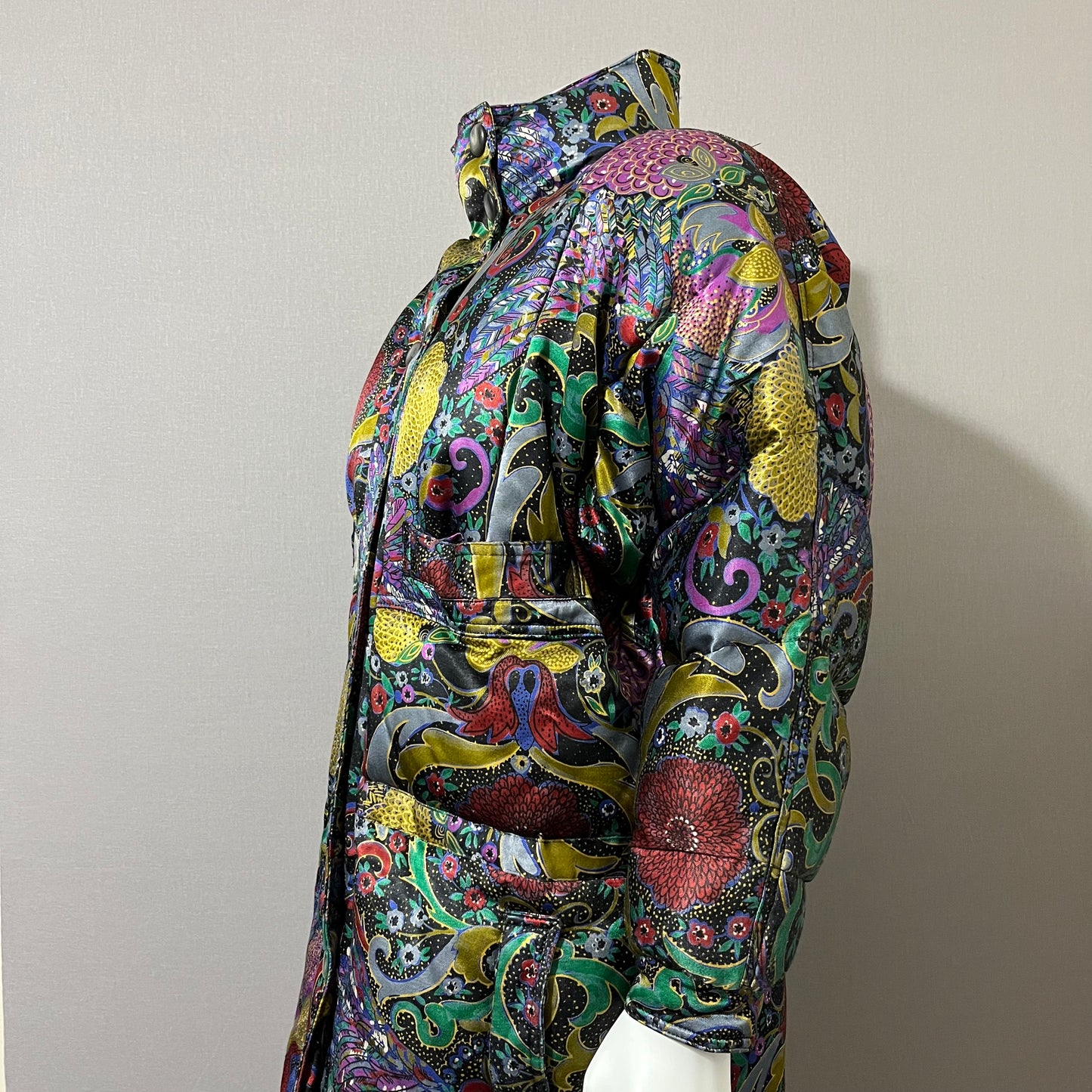 Vintage Bill Blass Paisley Peacock Feather Down Winter Coat Sz-Medium