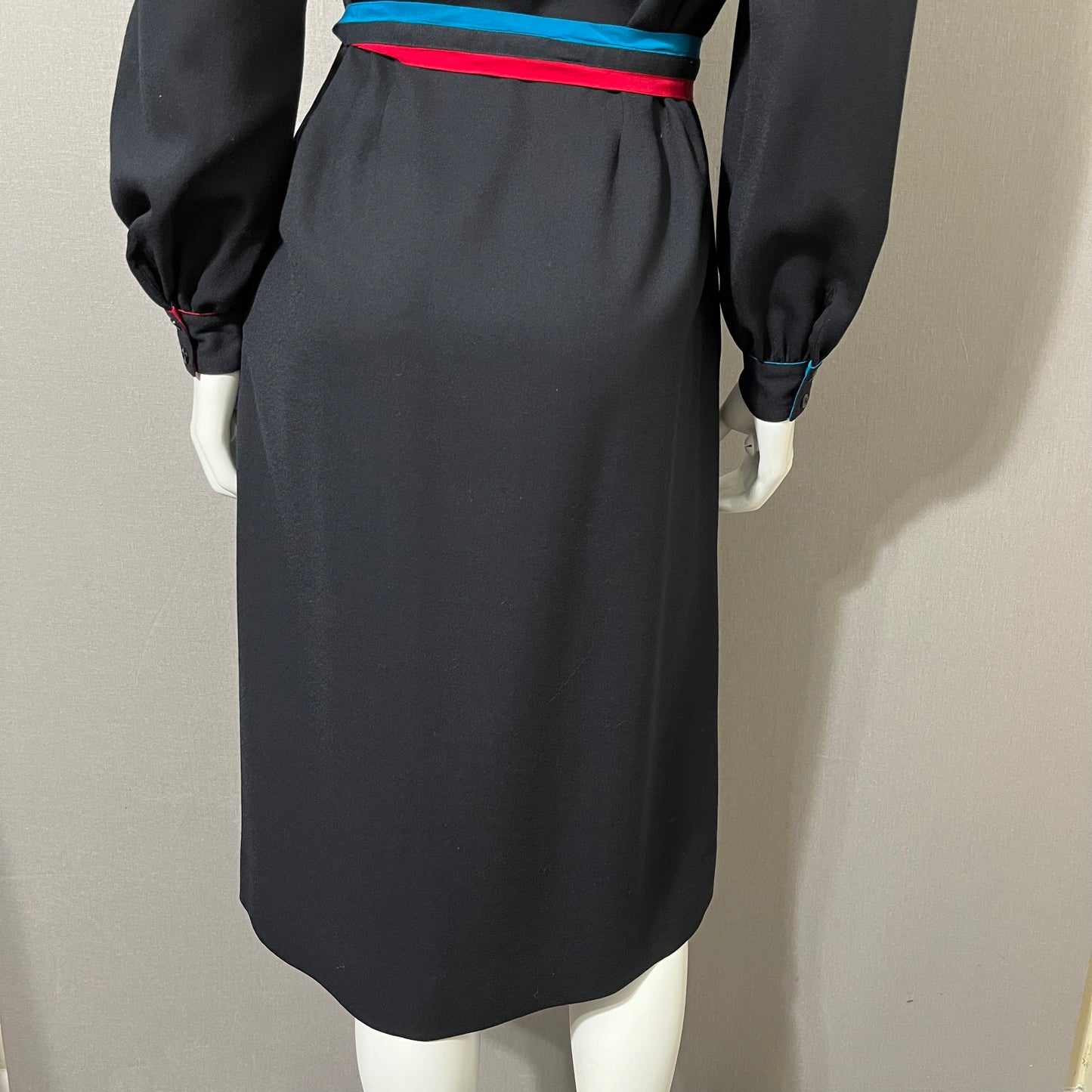 Vintage Francesca of Damon Black Wool Classic Dress Sz-8