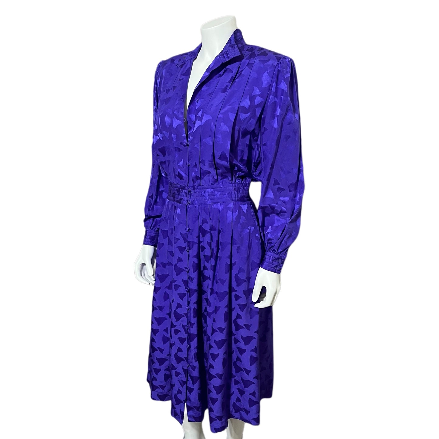 Vintage HR Milan Purple Long Sleeve Silk Dress Sz-Medium/Large