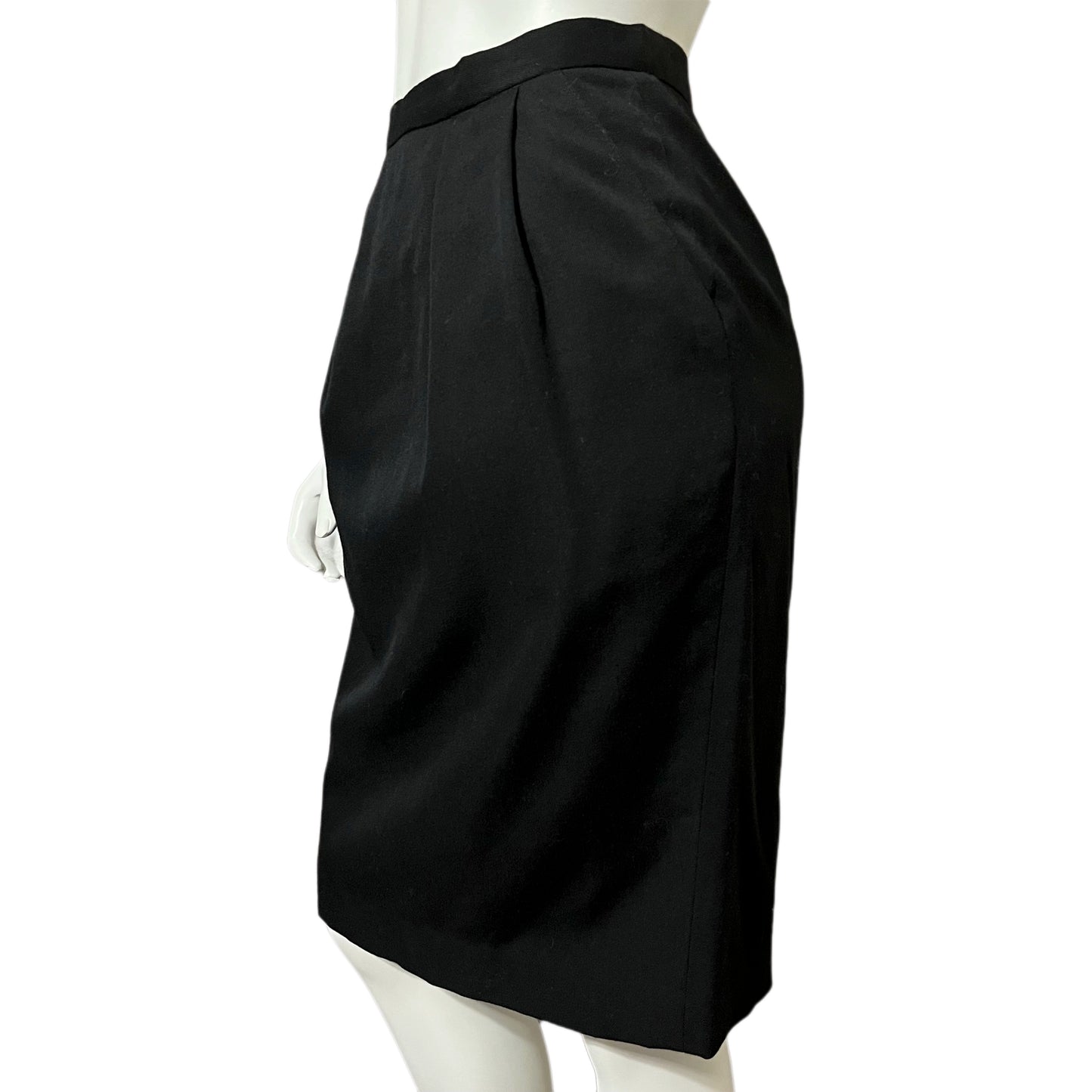 Vintage J.H. Collectibles Black Wool Pencil Skirt Sz-6