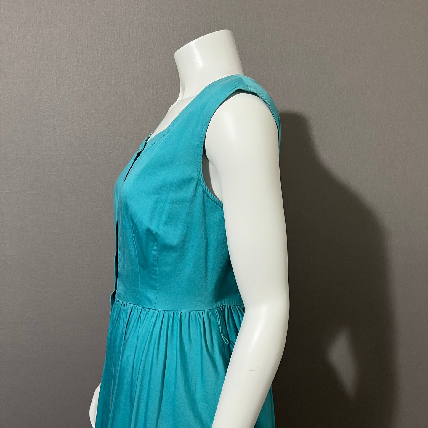 Vintage Inspired Nine West Turquoise Cotton Snap Front Dress Sz-8