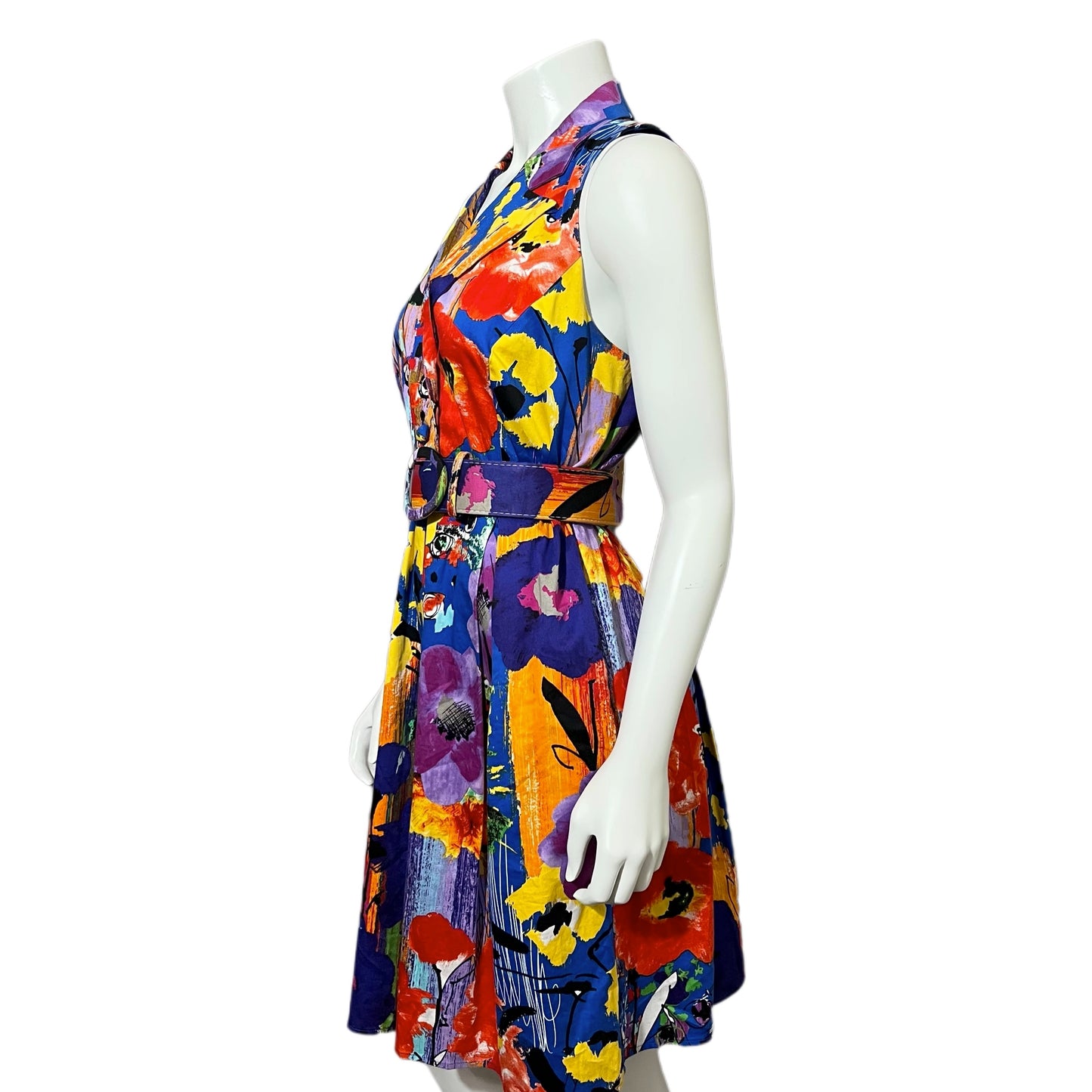 Spense Multicolored Sleeveless Print Cotton Dress Sz-Large