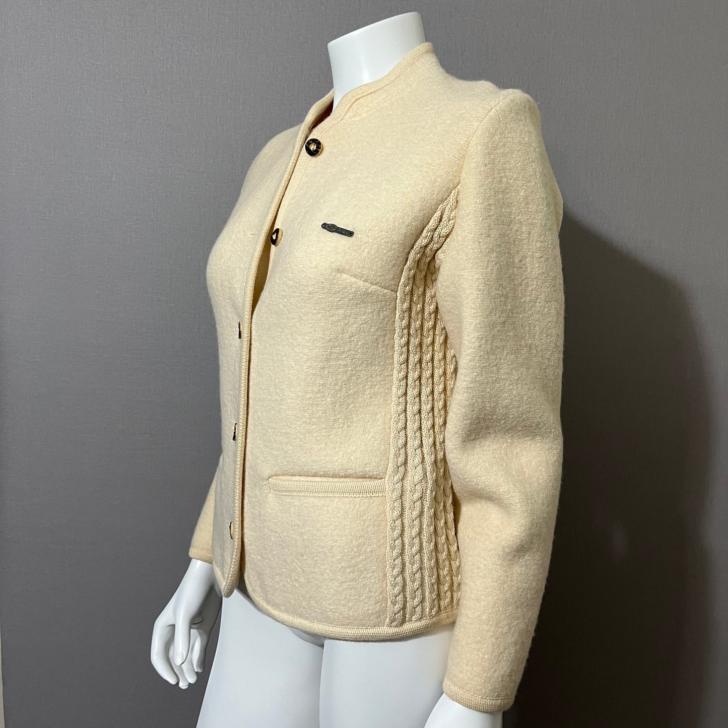 Cream Pure New Wool Blazer/Jacket Sz-Medium