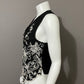 Vintage Sophisticates Black Embroidered Cotton Vest Sz-Small
