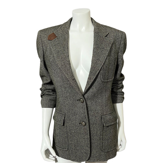 Lauren Ralph Lauren Equestrian Chic Herringbone Tweed Blazer Sz-12