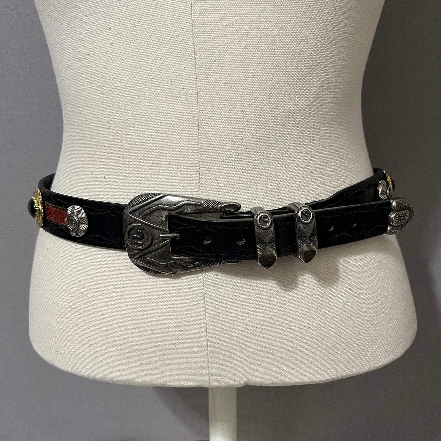 Vintage Doppia Vita Leather Brown/ Black Belt Sz-Large