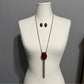 Maroon Stud Earrings | Stone With Tassel Necklace Set