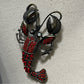 Lobster Red Antique Gold Brooch