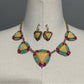 Triangle Beaded Multicolored Necklace & Earring Set