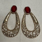 Red | Gold Artsy Hoop Statement Earrings