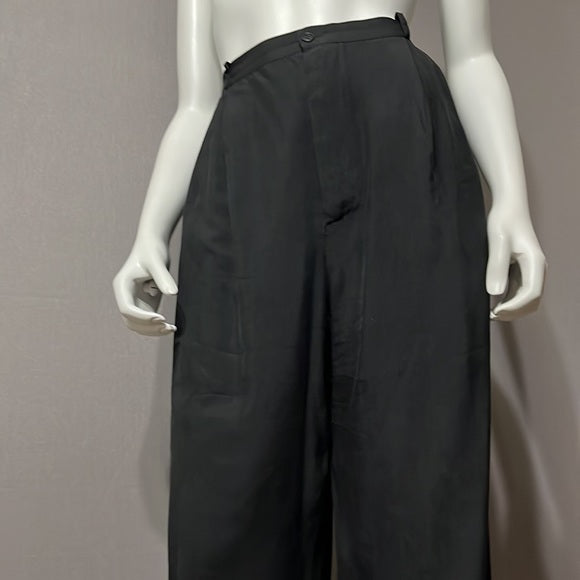 Black 100% Silk High Waisted Light Weight Pants Sz- XL