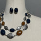 Silver | Green | Brown Earring & Necklace Set