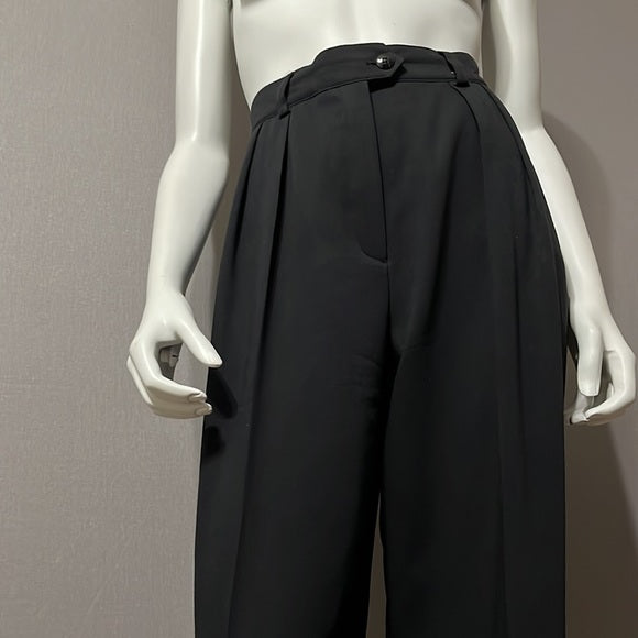 Escada Black Pleated Pure Wool Dress Pants Sz- 42 Large