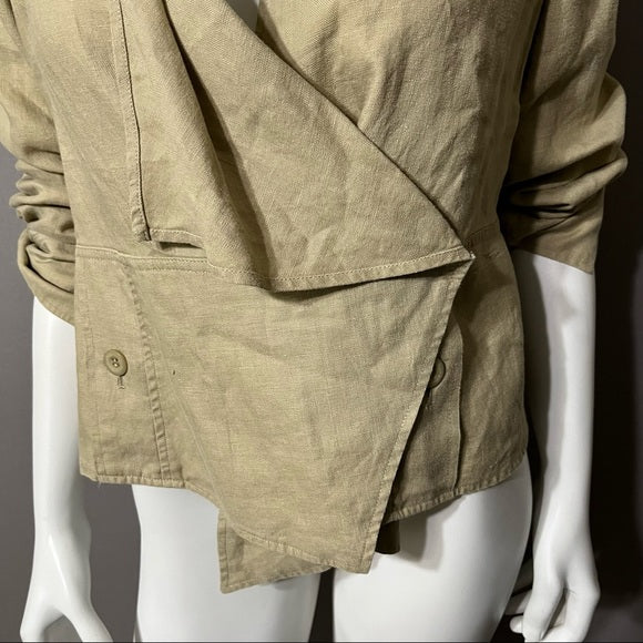 For The Republic Tan 100% Linen Jacket Sz-10