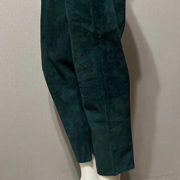 Vintage Pia Rucci Green Suede Leather Pants Sz- 12