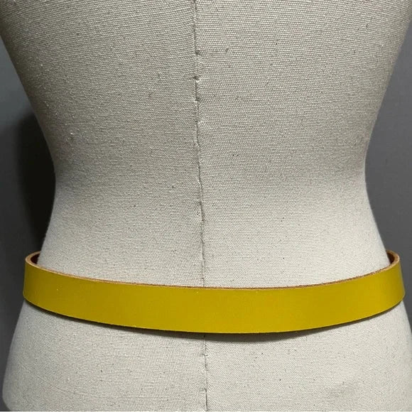 Vintage Rough Roses Mustard Yellow Leather Belt Sz-Medium
