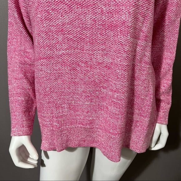 Croft & Barrow Pink V-Neck Marled Sweater Sz-1X