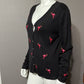 Mercer & Madison Black V-neck Cardigan Flamingo Print Sz- Large