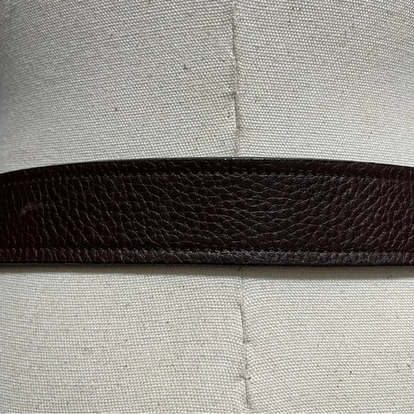 Tommy Hilfiger Burgundy Leather Antique Gold Buckle Belt Sz-Medium