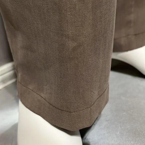 Taupe Silk High Waisted Lightweight Trouser Pants Sz- XL