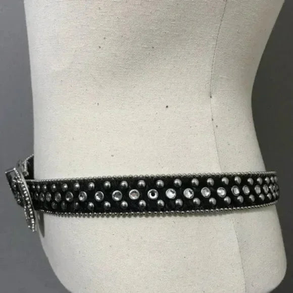 Christine Alexander Black Western Swarovski Crystals Bling Belt