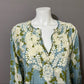 Amaya Light Blue Floral Embroidered Tunic Top 3/4 Sleeve Sz-Medium