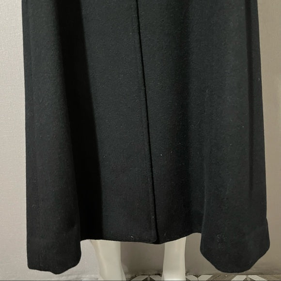 Vintage Lorovi Black With Velvet Collar Wool Longline Coat Sz-10