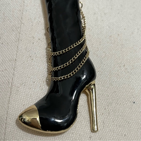 Black | Gold Boot Statement Earrings