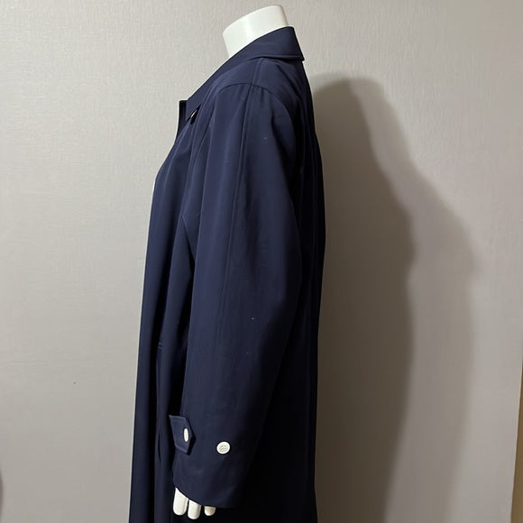 Sanyo Navy Long 100% Wool Trench Coat Sz-10