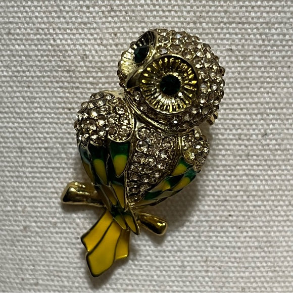 Yellow | Green Owl Brooch