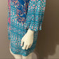 Tolani Multi-Color Silk Tunic Top Exposed Shoulder Long Sleeve Sz Large